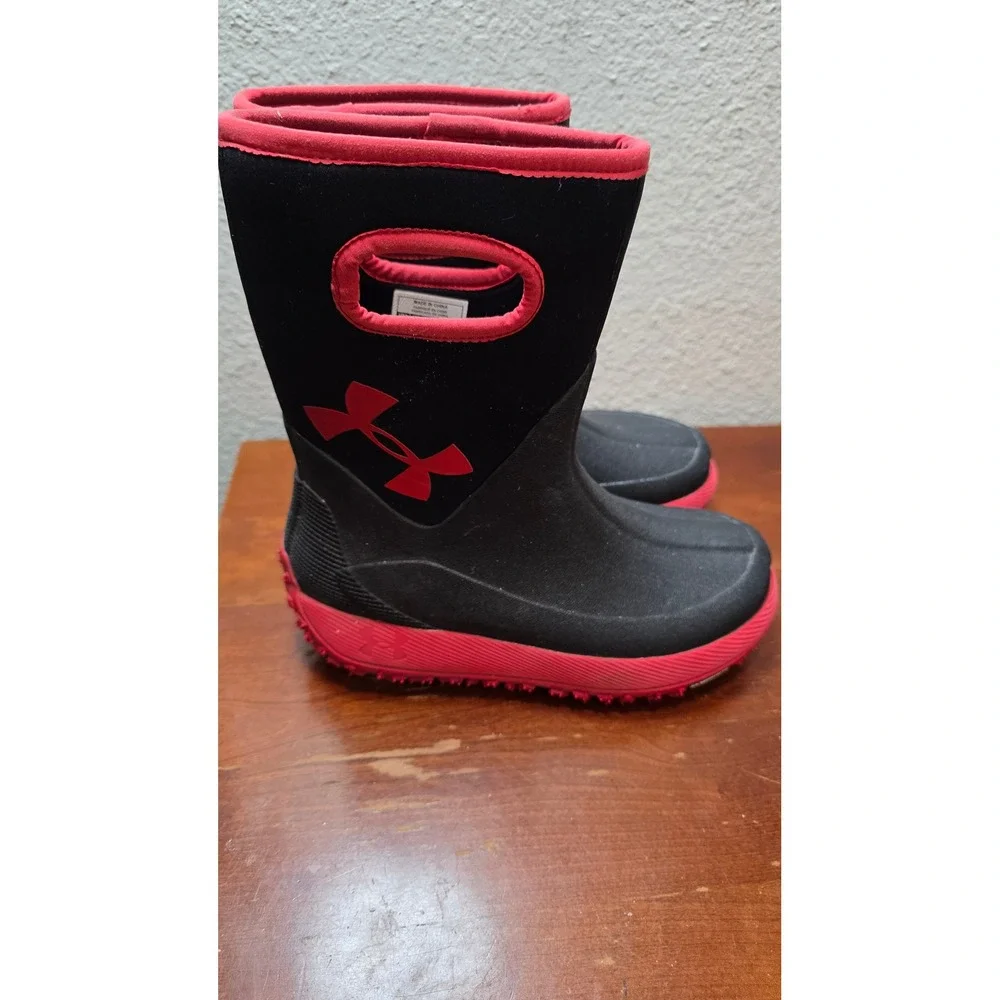 Under Armour Fat Tire Boots Youth 5Y Black Red Michelin Wild Gripper Rain Boot